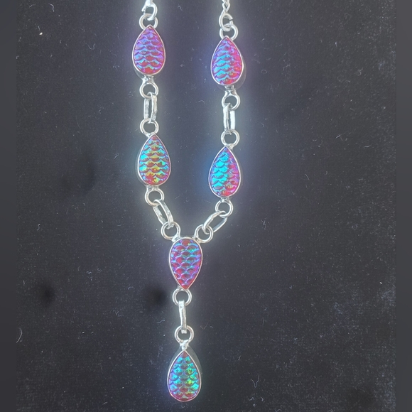New Rainbow Titanium Magical Fantasy Scale 925 Silver Necklace. - Picture 3 of 13